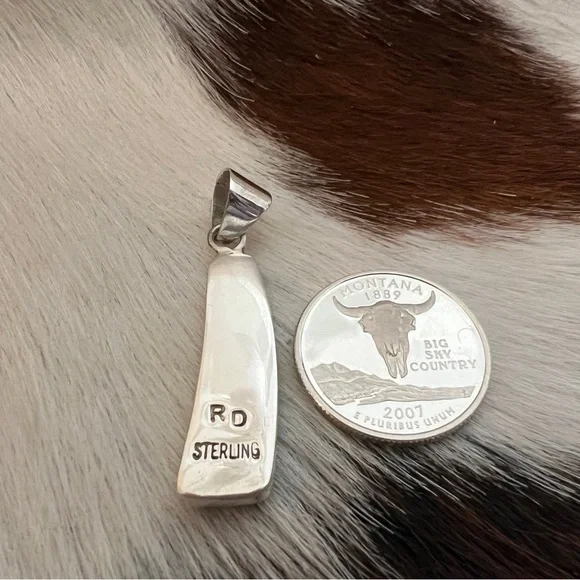 ❤️ Signed “RD” Native Zuni Inlaid Galaxy Sterling Kachina Cosmic Pendant 1.71”L - Picture 8 of 14